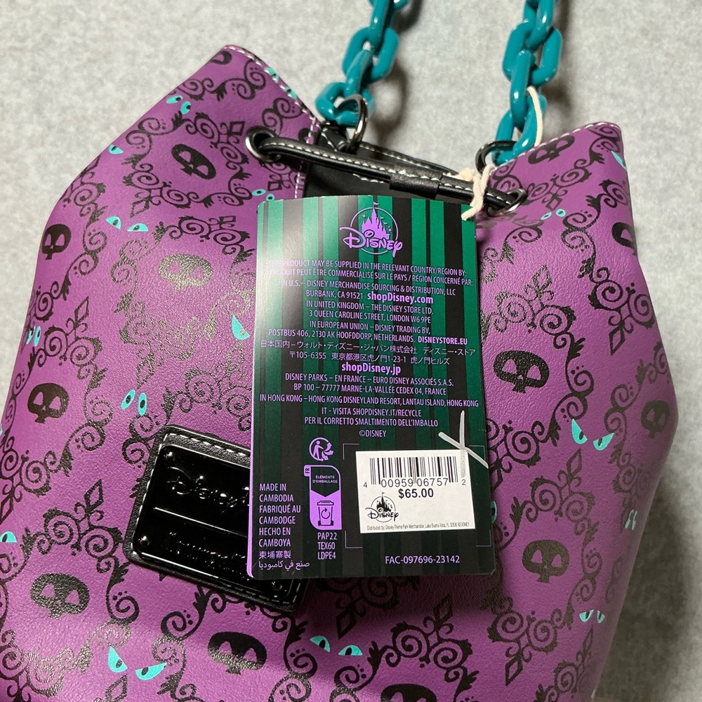 Loungefly Purple and Teal Skull Shoulder Bag - Picture 4 of 5